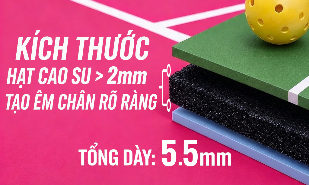 Sơn lót sân pickleball có hạt cao su 2mm IPF